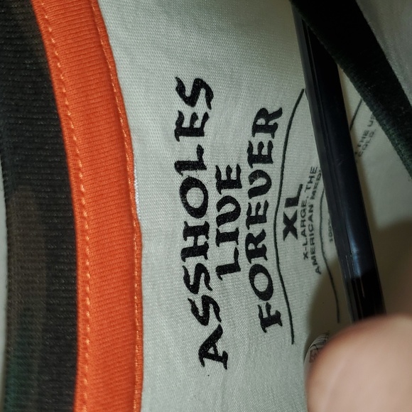 Assholes Live Forever Tan/ Camo Ringer Tee - Picture 3 of 6